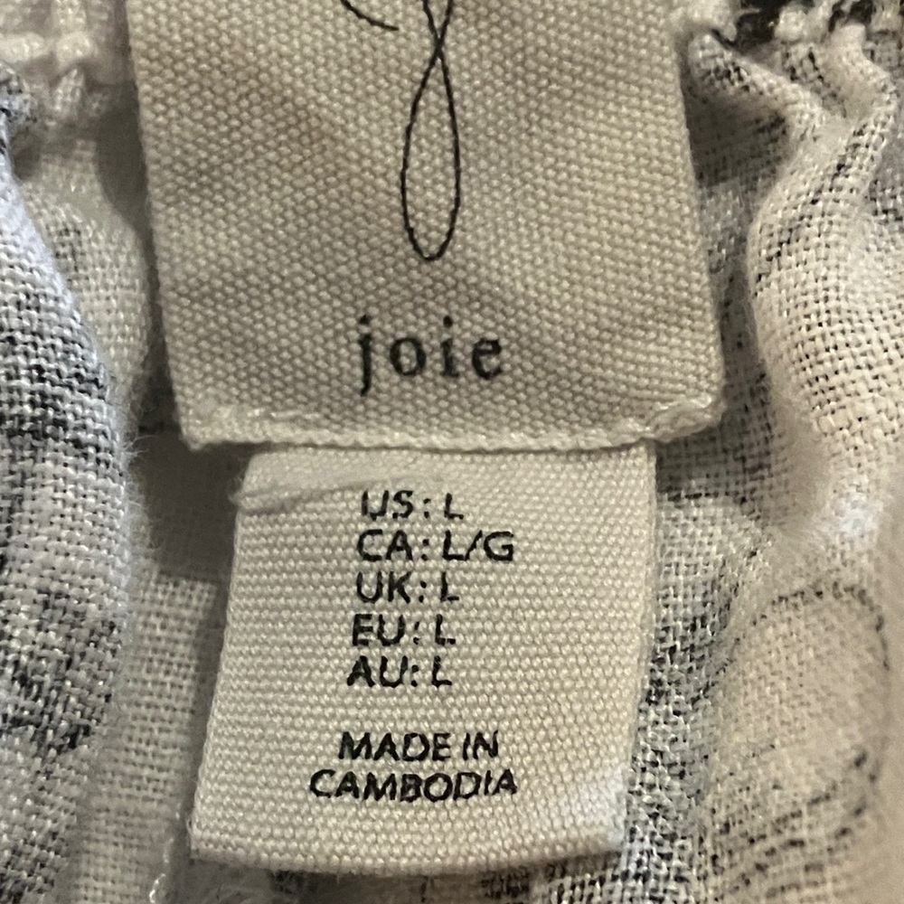 Joie 100% Linen Black and White Floral Wide Leg Pants - Picture 8 of 8